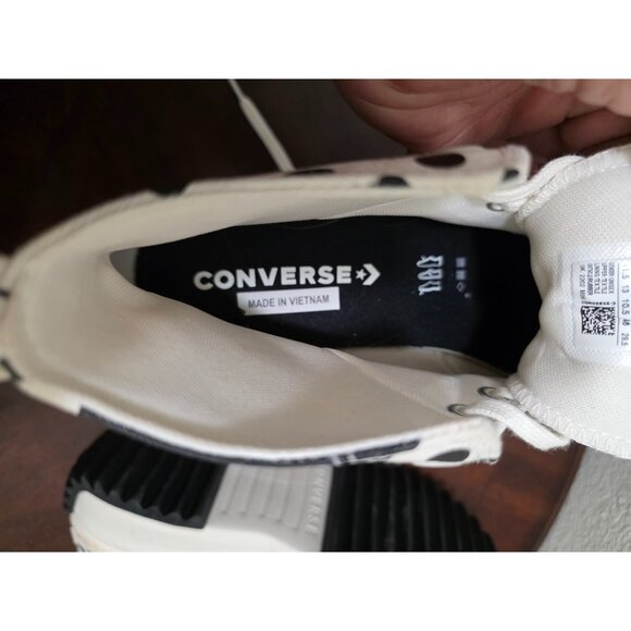 Converse Polka Dot Platform High-Top Sneakers White & Black Canvas Unisex Size 1 - Picture 12 of 15